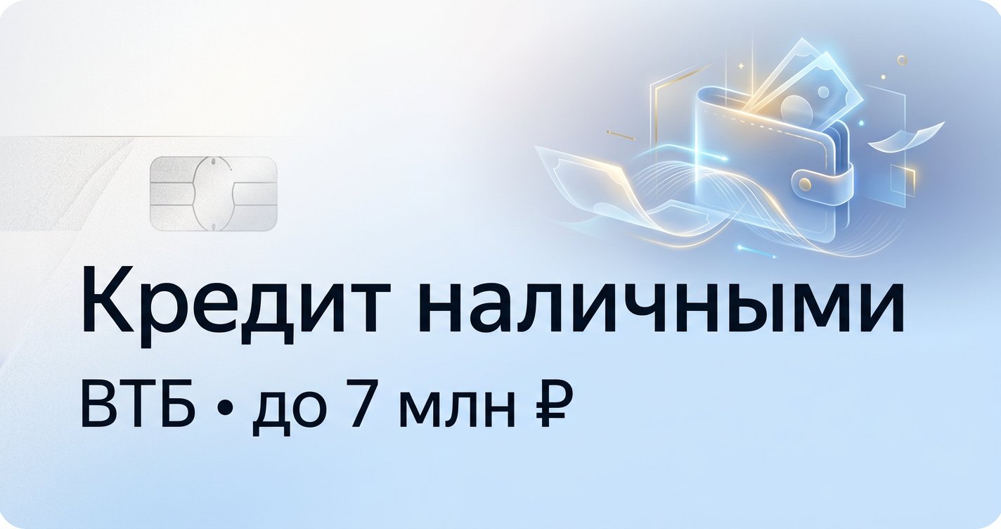 Кредит наличными ВТБ в 2026: до 7 млн ₽, ставка от 9,6%, срок до 7 лет